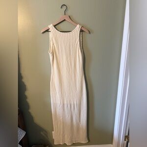 Le Lis Cream Ribbed Maxi Dress
